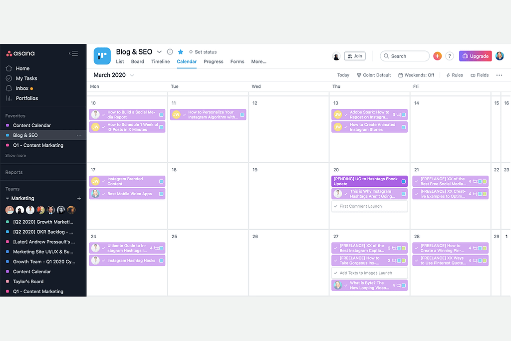 Creating and planning content ideas based on the content calendar